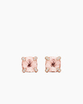 Chatelaine® Stud Earrings in 18K Rose Gold with Morganite and Diamonds, 8mm